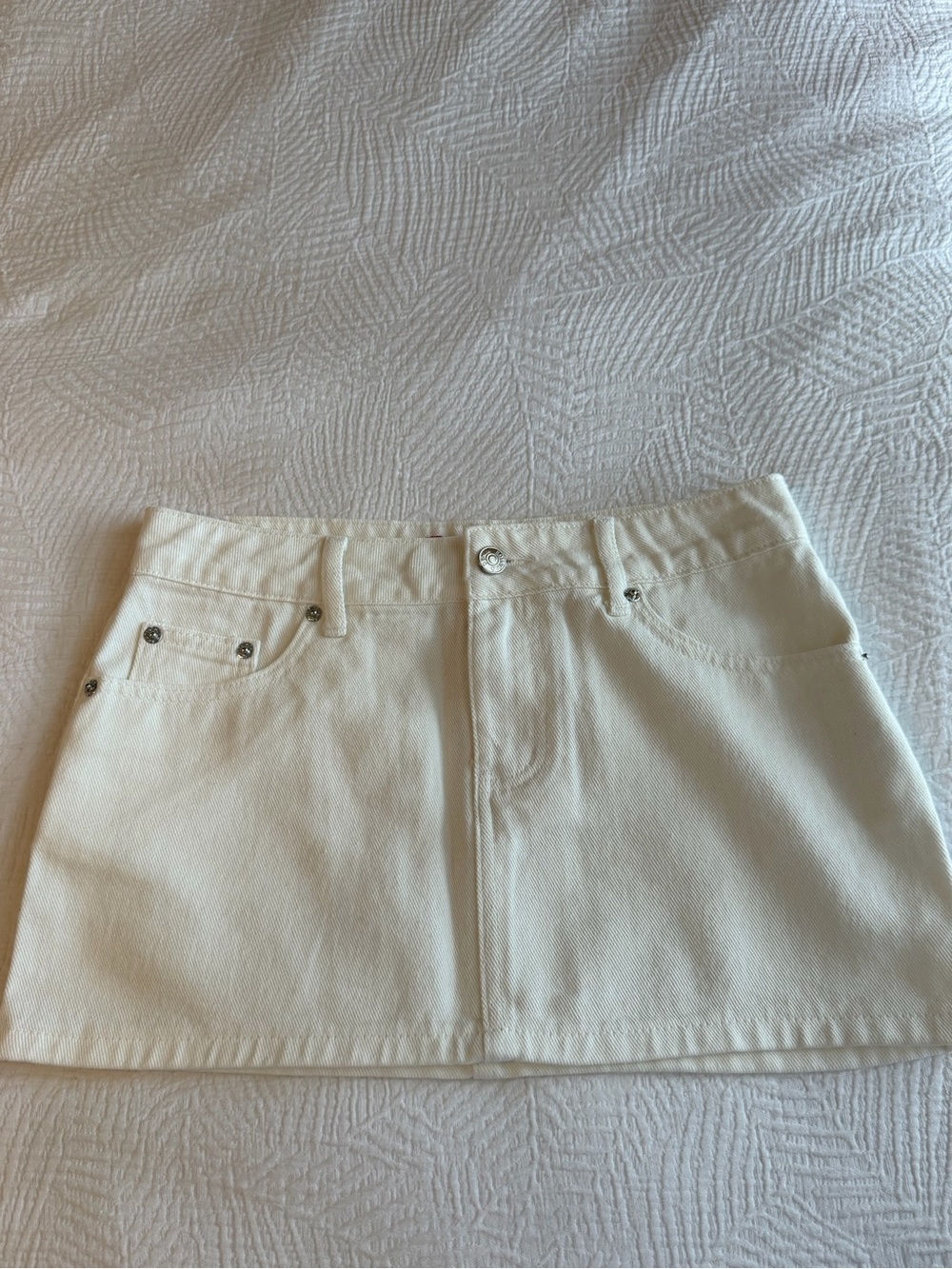 Edikted white Mini Skirt with Front Button Detail